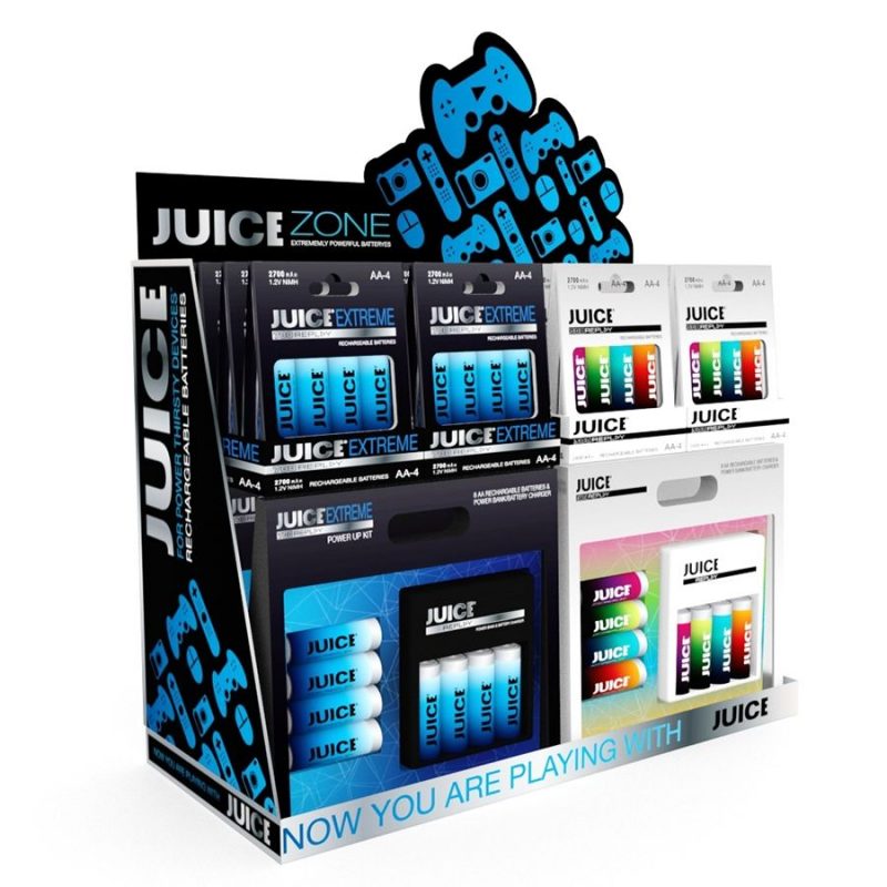 Juice  batteries packaging& fixtures