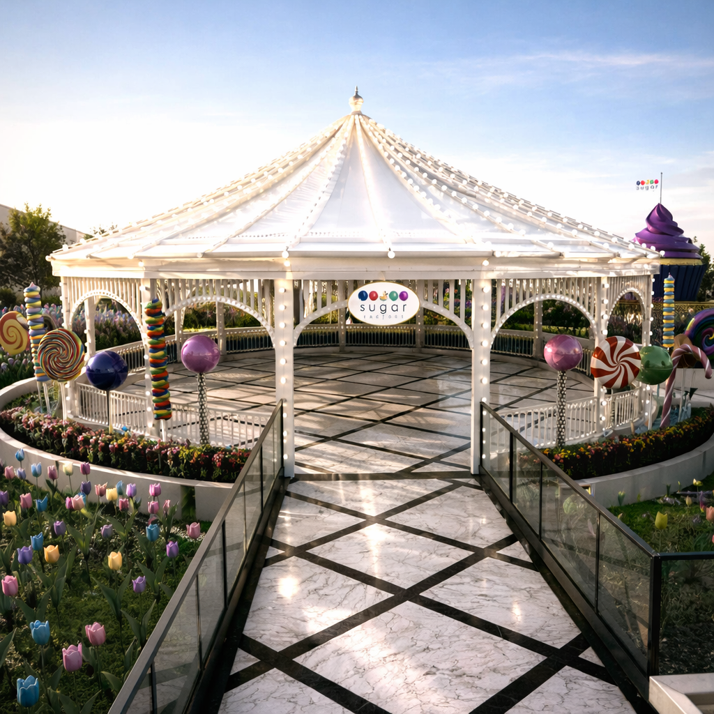 Sugar Factory Fashion Show Mall   Garden design, sculptures, LED flowers, zoning